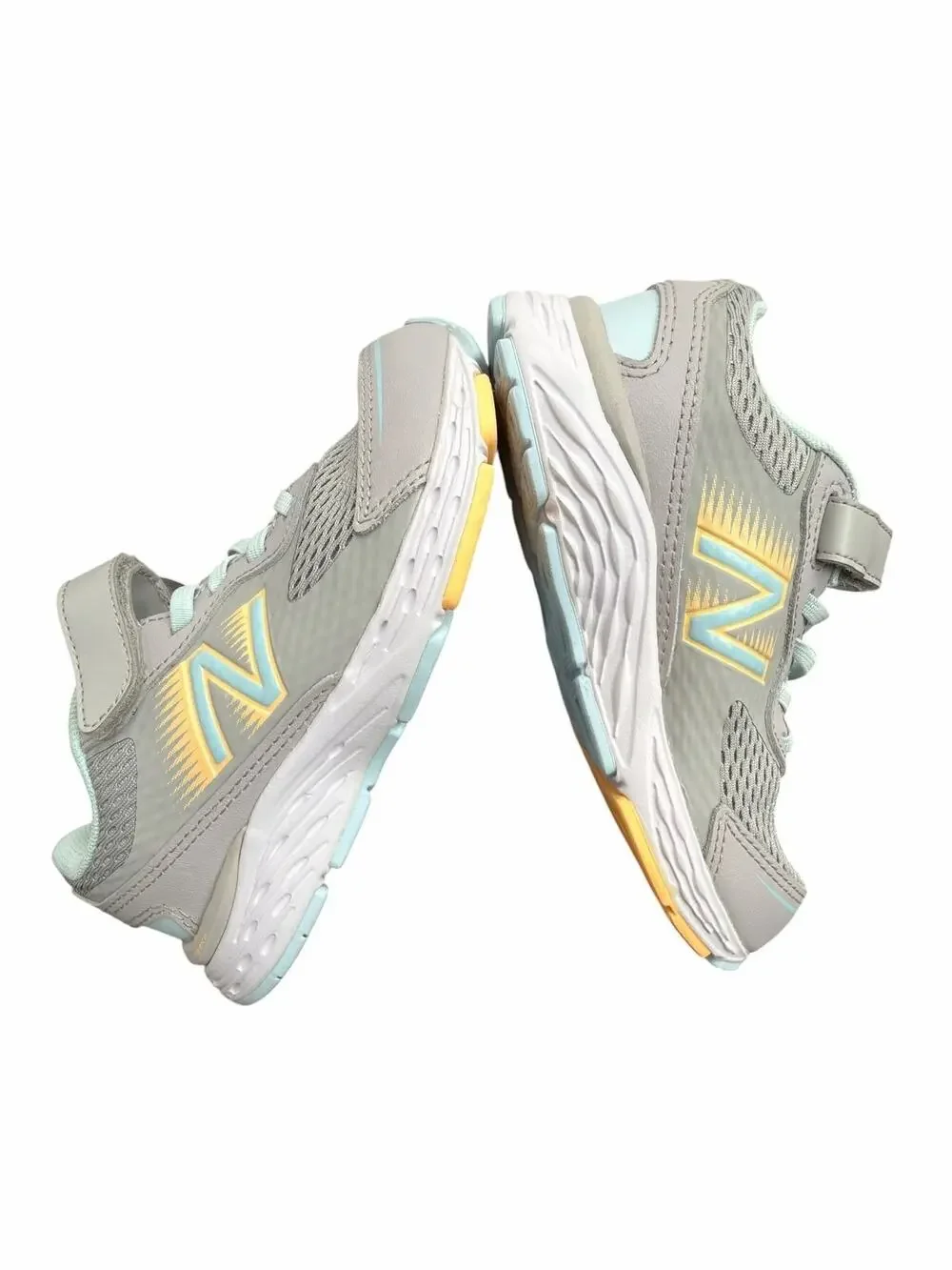 New Balance 680 Kids Running Shoes Gray Mint Hook Loop YA680GM6 Size 12.5
